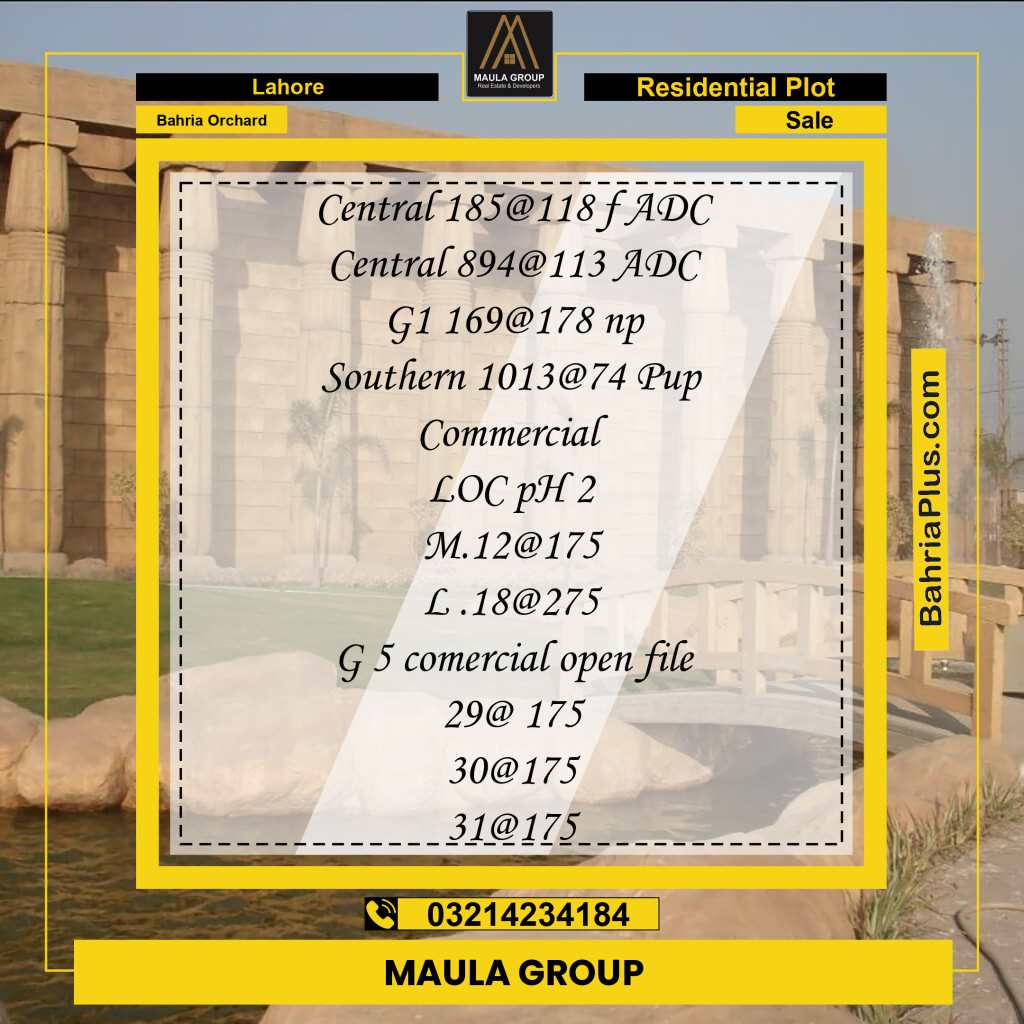 Residential Plot for Sale in Bahria Orchard, Lahore - (BP-207274)