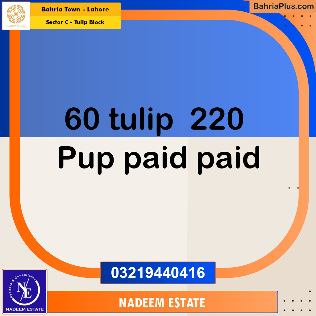 Residential Plot for Sale in Sector C - Tulip Block - Bahria Town, Lahore - (BP-207327)