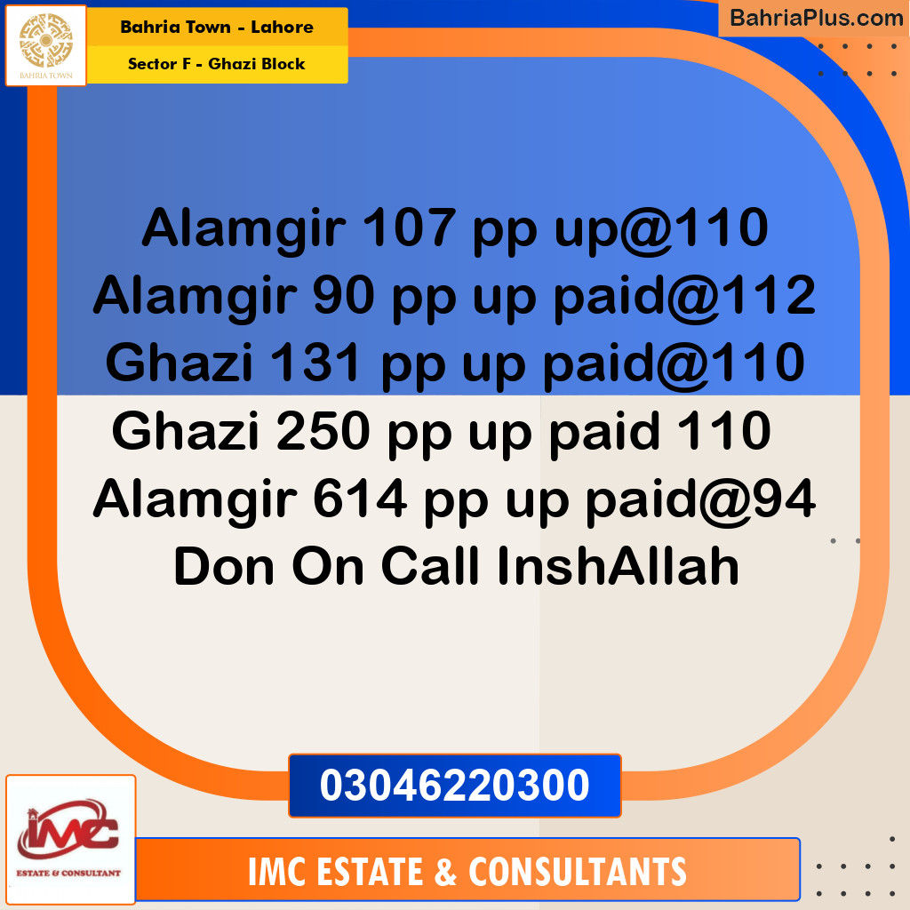 Residential Plot for Sale in Sector F - Ghazi Block -  Bahria Town, Lahore - (BP-207336)