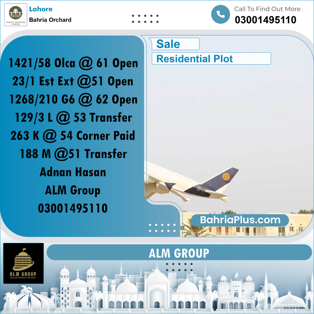 Residential Plot for Sale in Bahria Orchard, Lahore - (BP-207370)