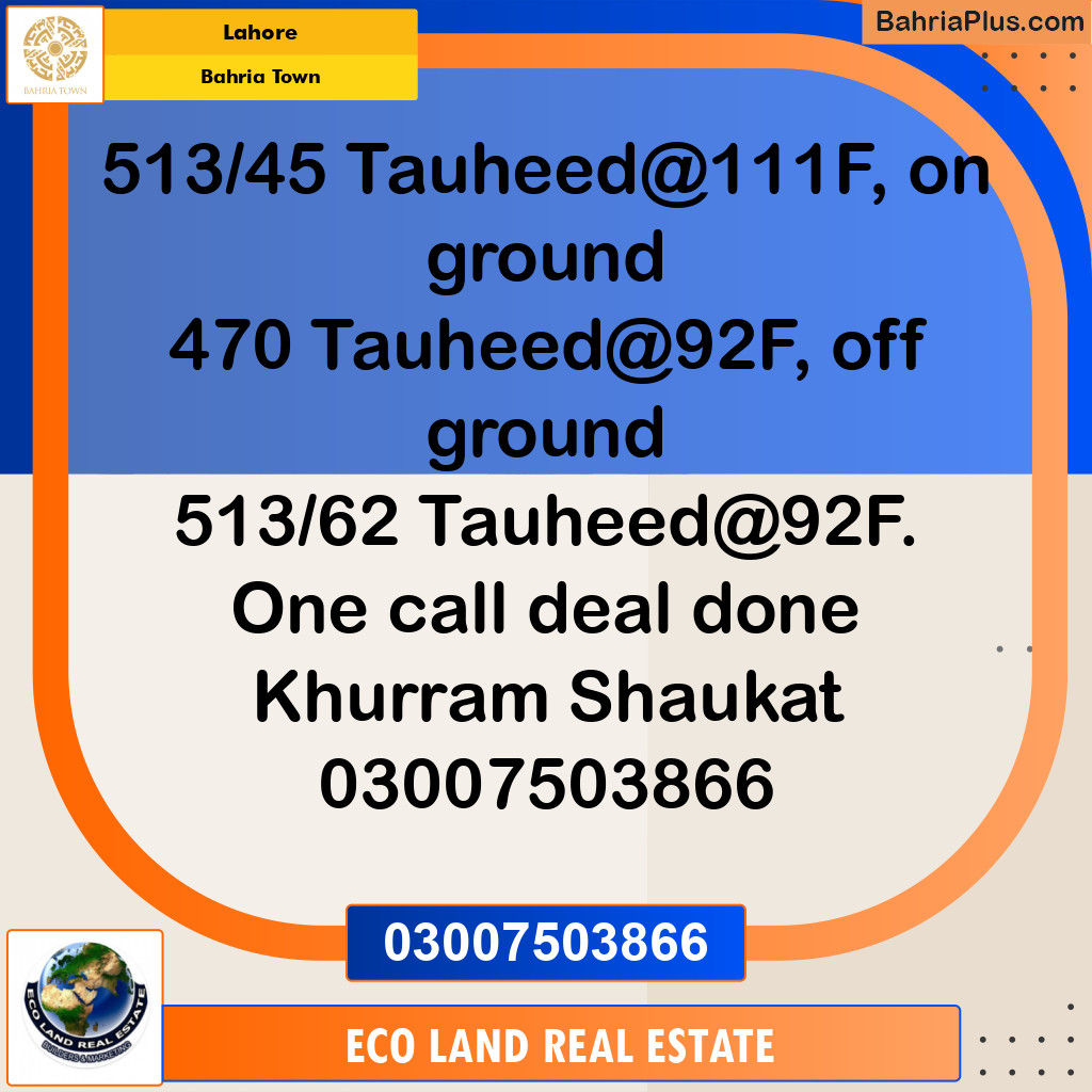 Residential Plot for Sale in Bahria Town, Lahore - (BP-207371)