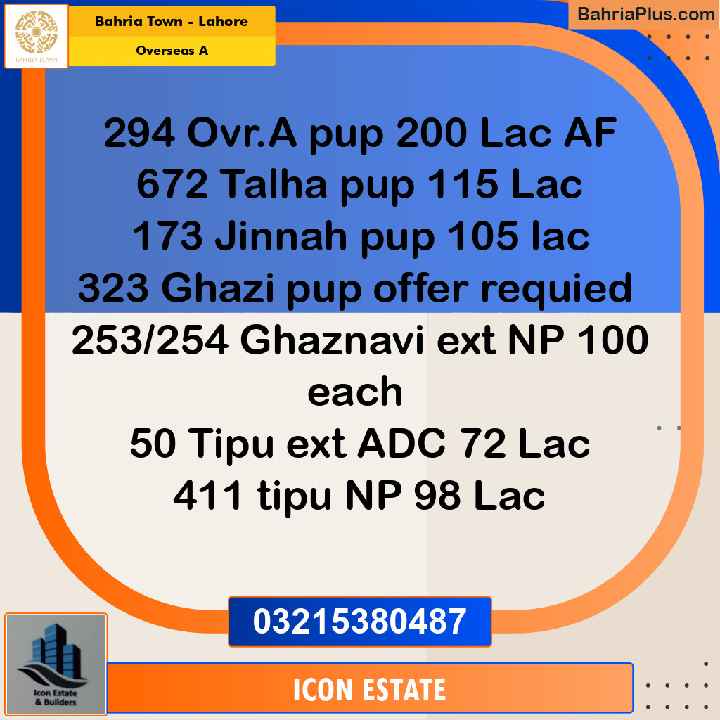 10 Marla Residential Plot for Sale in Overseas A -  Bahria Town, Lahore - (BP-207392)