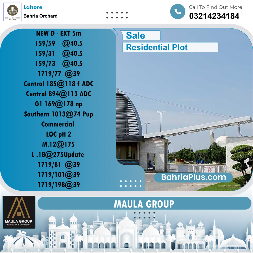 Residential Plot for Sale in Bahria Orchard, Lahore - (BP-207429)