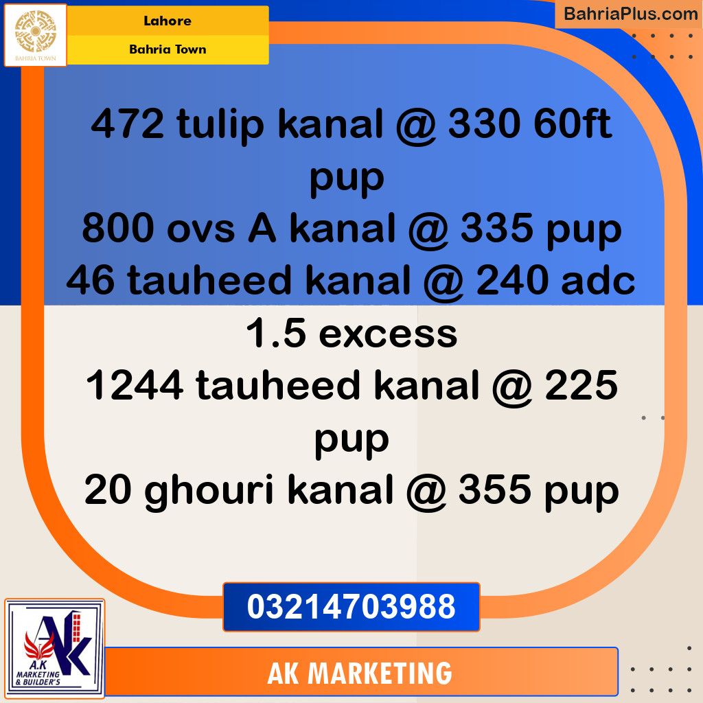 Residential Plot for Sale in Bahria Town, Lahore - (BP-207478)