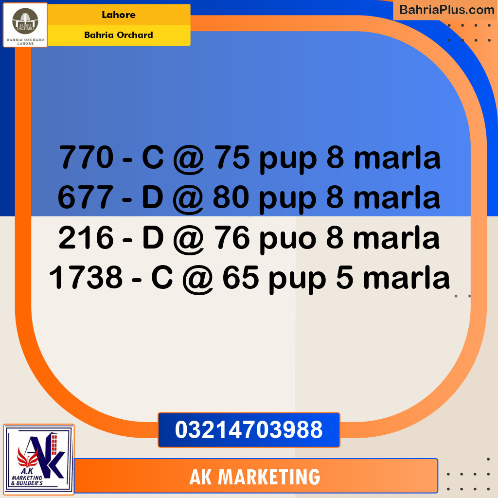 Residential Plot for Sale in Bahria Orchard, Lahore - (BP-207479)