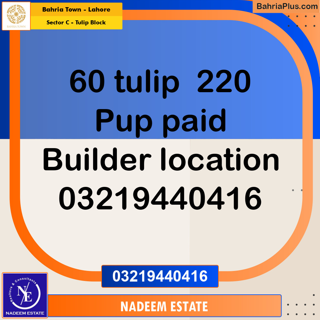 Residential Plot for Sale in Sector C - Tulip Block -  Bahria Town, Lahore - (BP-207522)