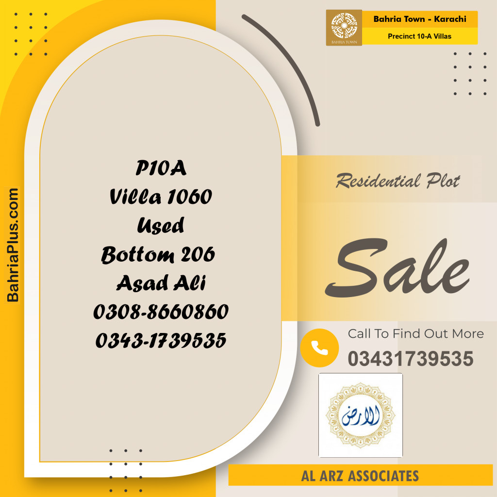 200 Sq. Yards Residential Plot for Sale in Precinct 10-A Villas -  Bahria Town, Karachi - (BP-207538)