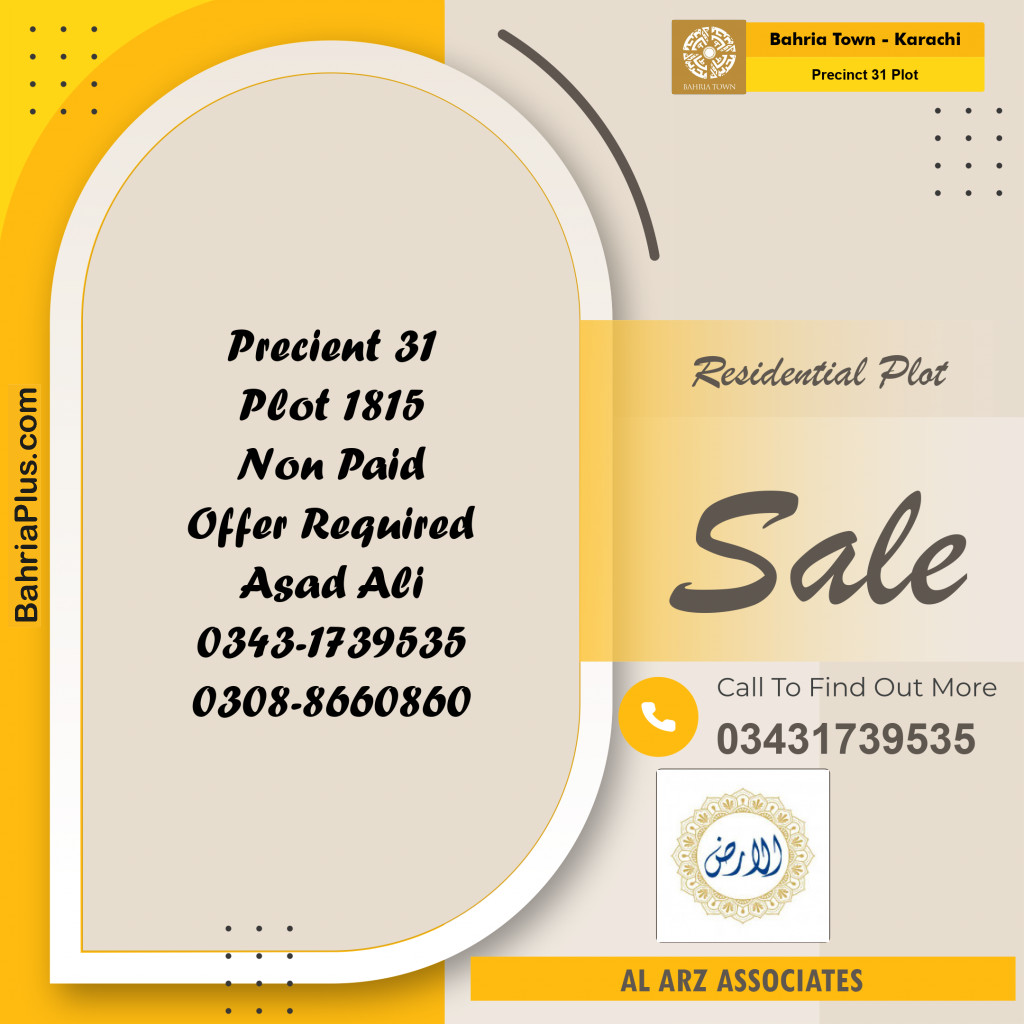 125 Sq. Yards Residential Plot for Sale in Precinct 31 Plot -  Bahria Town, Karachi - (BP-207562)