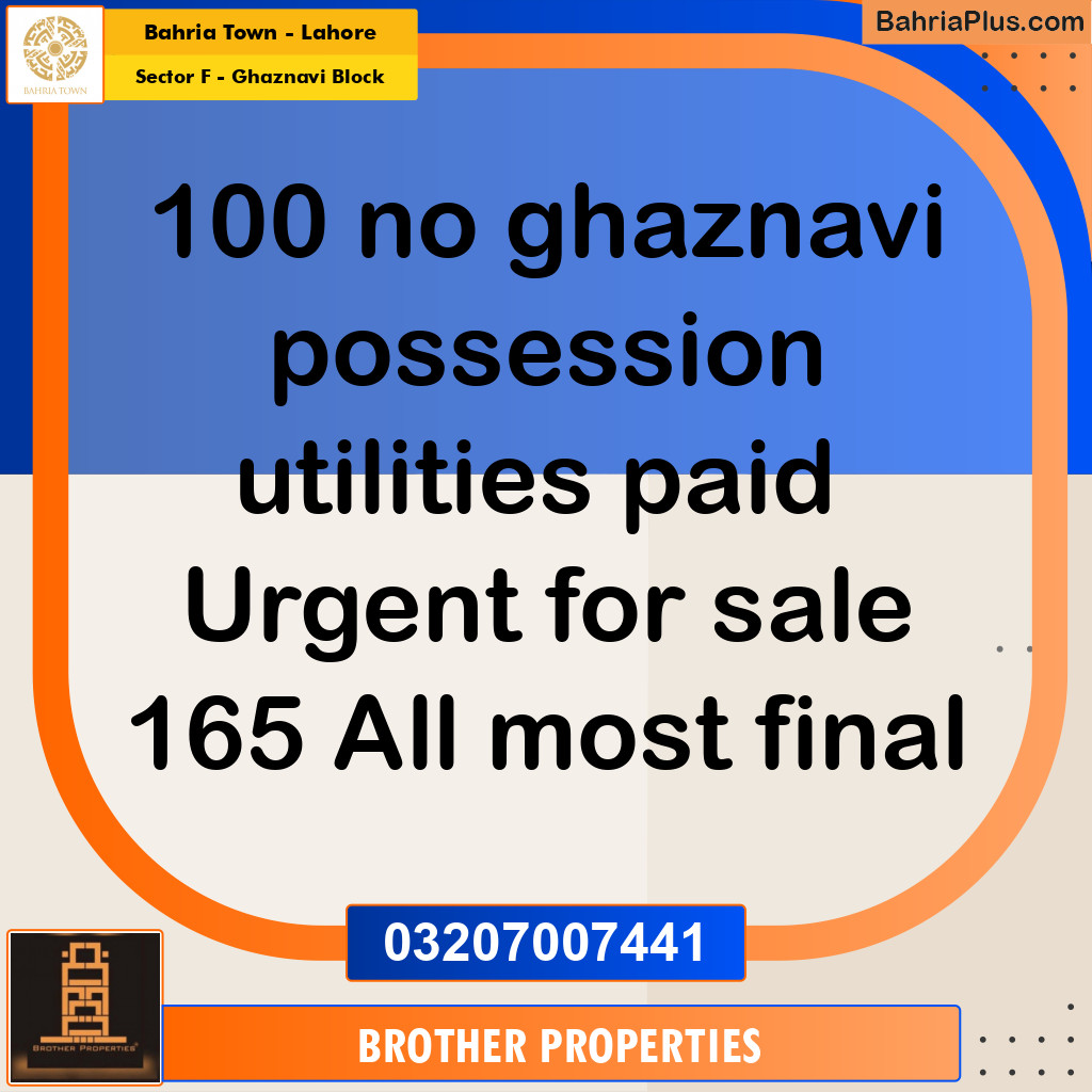 10 Marla Residential Plot for Sale in Sector F - Ghaznavi Block -  Bahria Town, Lahore - (BP-207585)