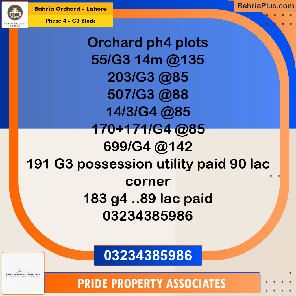 14 Marla Residential Plot for Sale in Phase 4 - G3 Block -  Bahria Orchard, Lahore - (BP-207633)