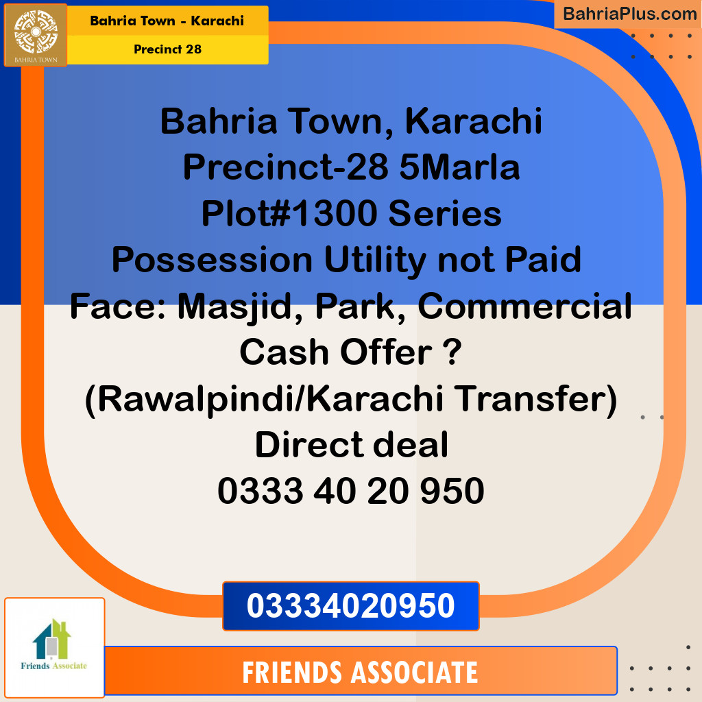 5 Marla Residential Plot for Sale in Precinct 28 -  Bahria Town, Karachi - (BP-207641)