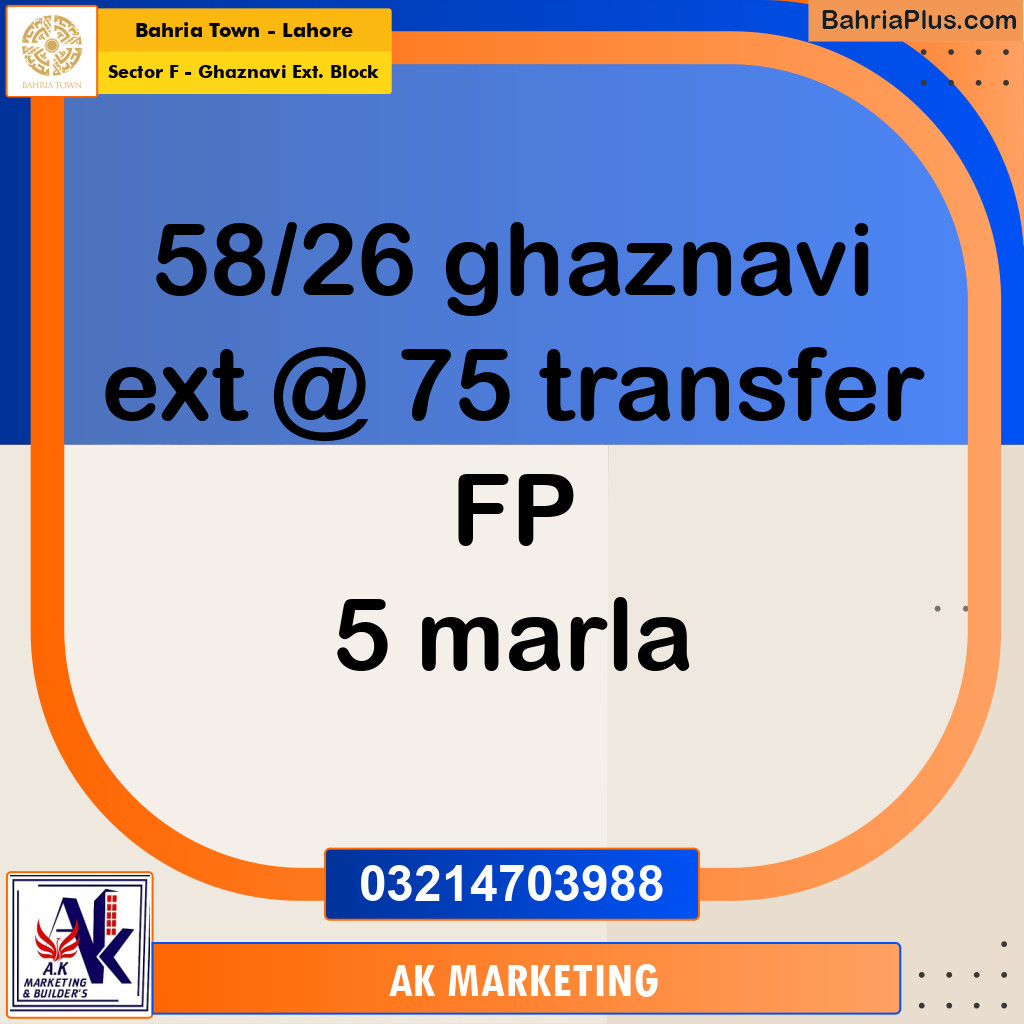Residential Plot for Sale in Sector F - Ghaznavi Ext. Block -  Bahria Town, Lahore - (BP-207672)