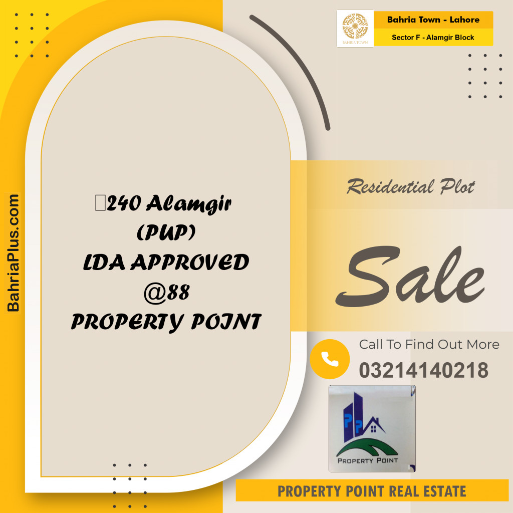 Residential Plot for Sale in Sector F - Alamgir Block -  Bahria Town, Lahore - (BP-207677)