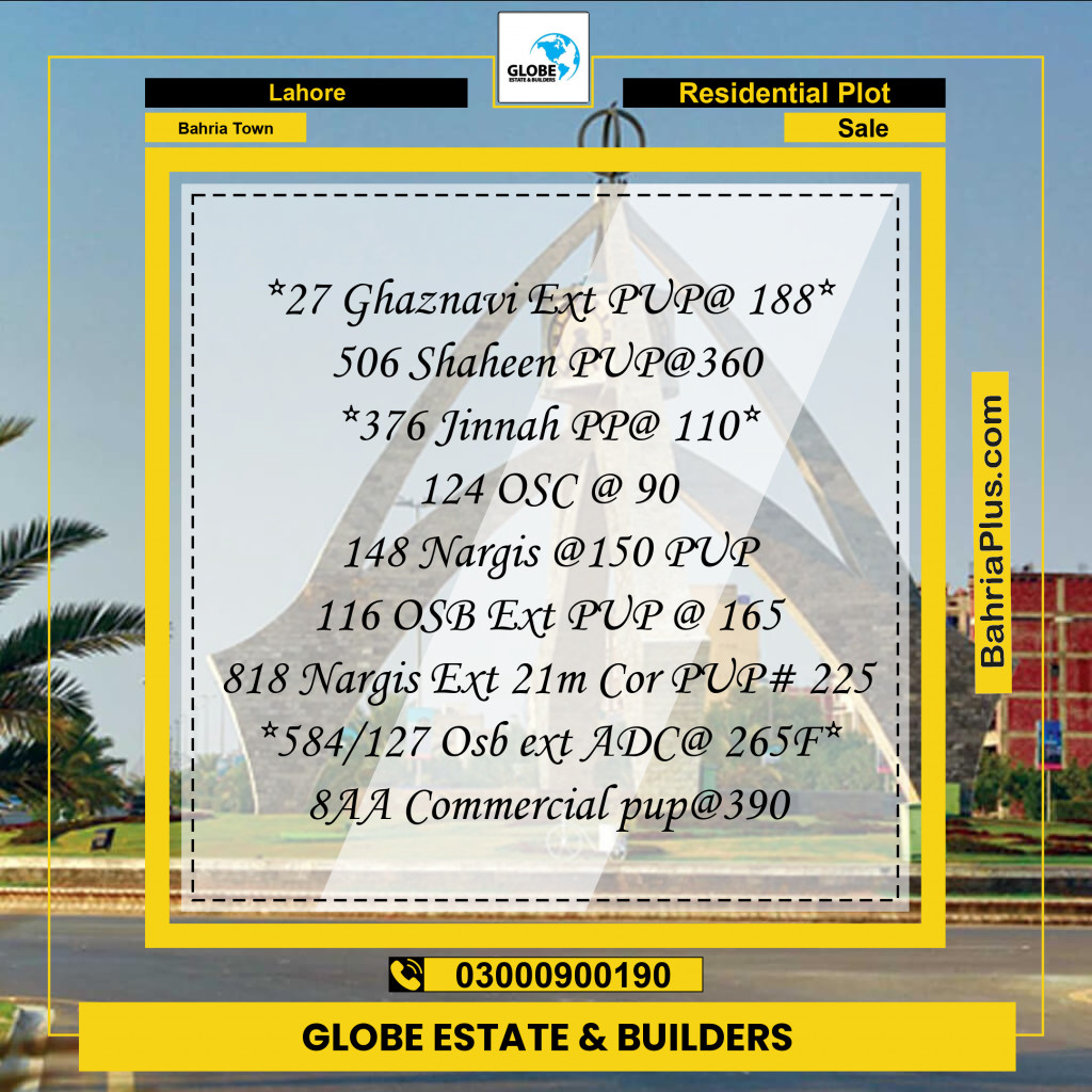 Residential Plot for Sale in Bahria Town, Lahore - (BP-207689)