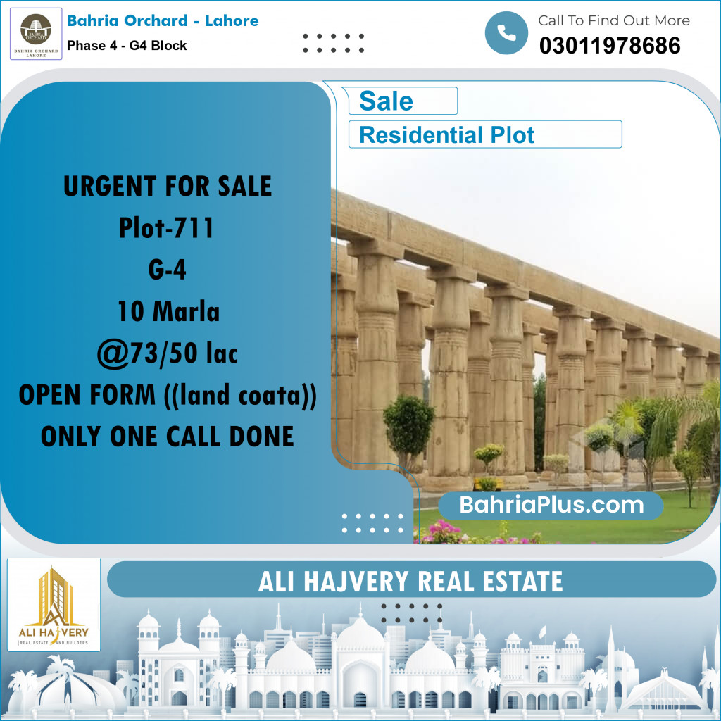 10 Marla Residential Plot for Sale in Phase 4 - G4 Block -  Bahria Orchard, Lahore - (BP-207707)