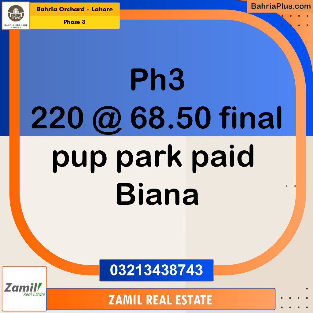 8 Marla Residential Plot for Sale in Phase 3 -  Bahria Orchard, Lahore - (BP-207712)