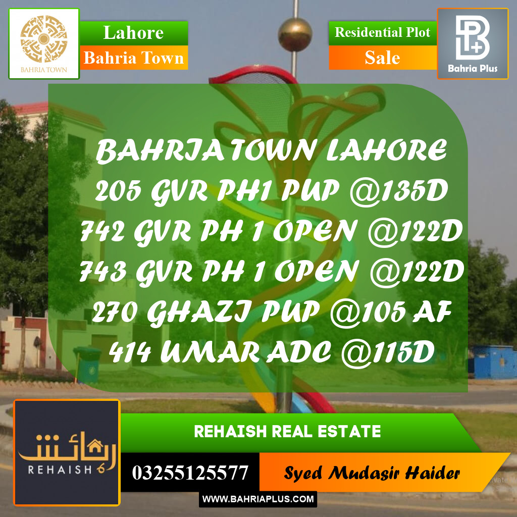 Residential Plot for Sale in Bahria Town, Lahore - (BP-207714)