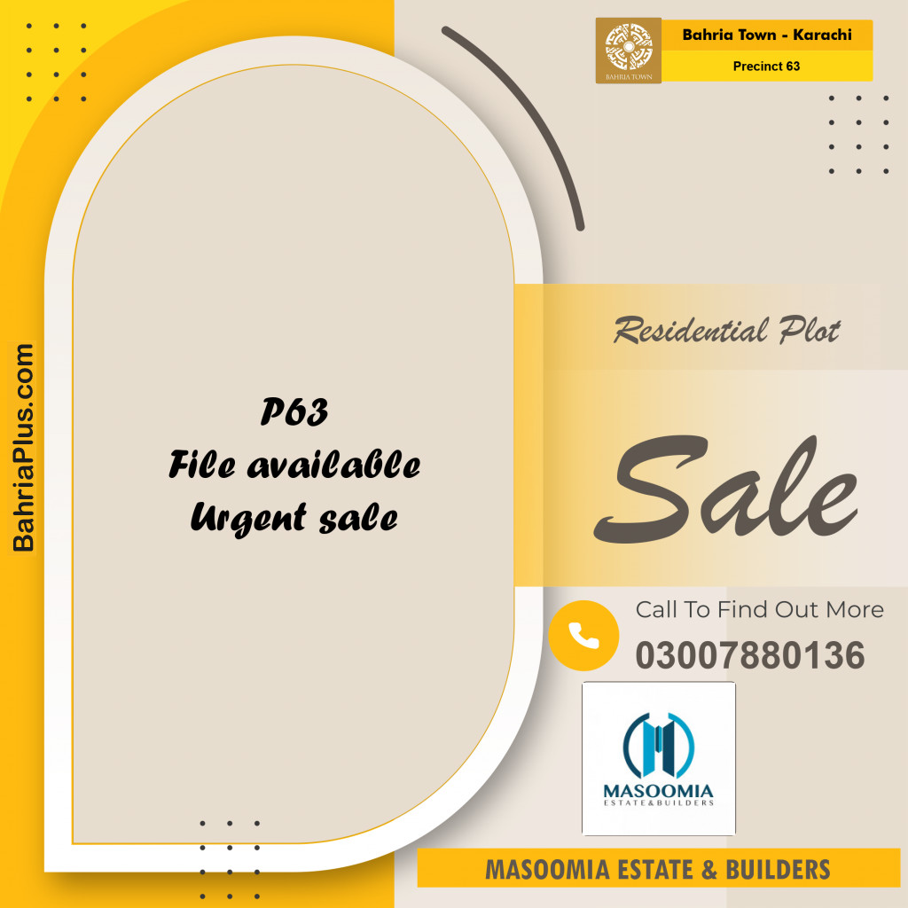 Residential Plot for Sale in Precinct 63 -  Bahria Town, Karachi - (BP-207774)