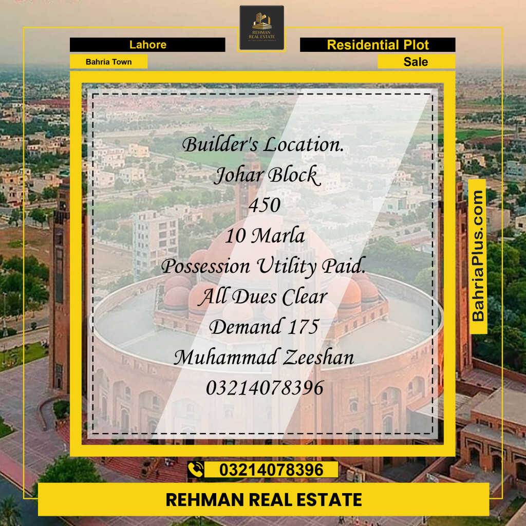 Residential Plot for Sale in Bahria Town, Lahore - (BP-207861)