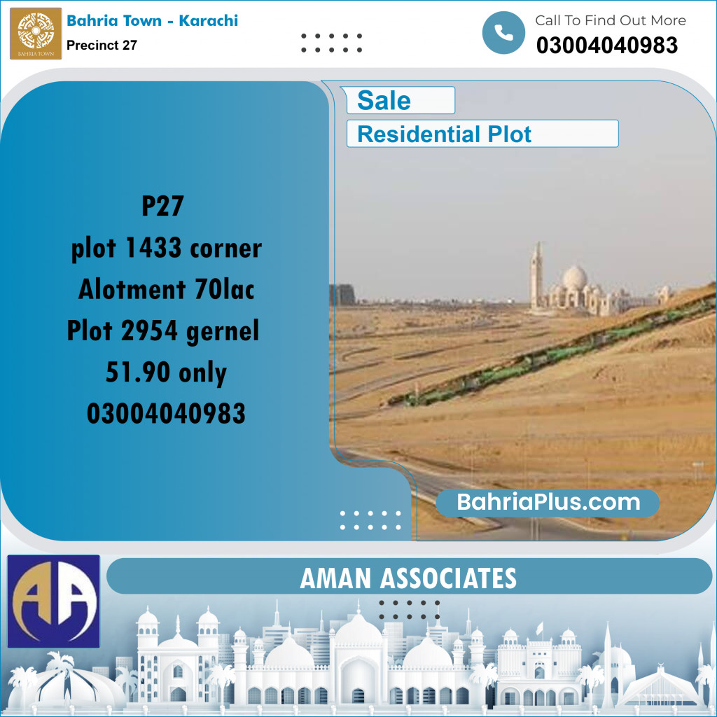 Residential Plot for Sale in Precinct 27 - Bahria Town, Karachi - (BP-207882)