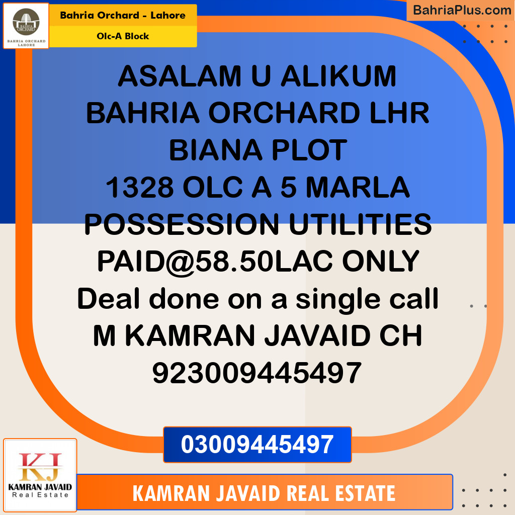 5 Marla Residential Plot for Sale in OLC-A Block -  Bahria Orchard, Lahore - (BP-207889)