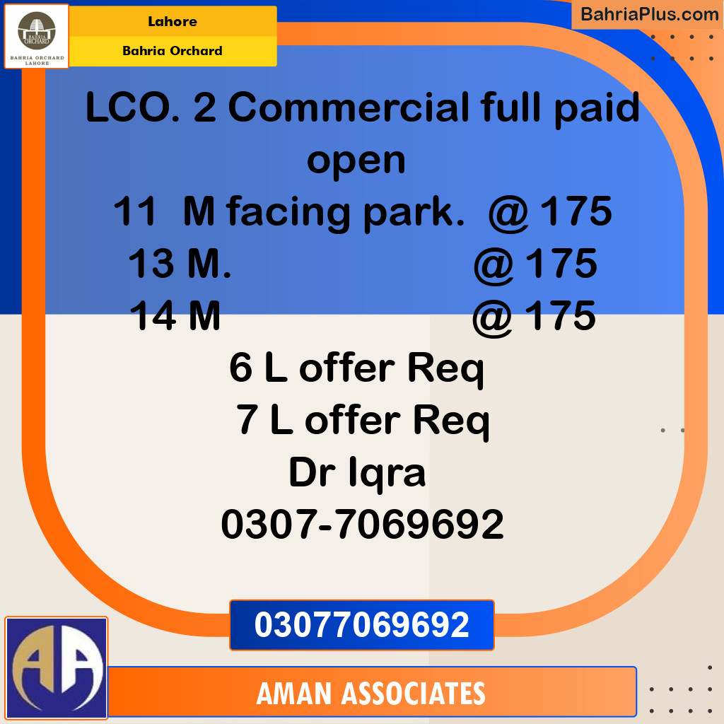 Residential Plot for Sale in Bahria Orchard, Lahore - (BP-207898)