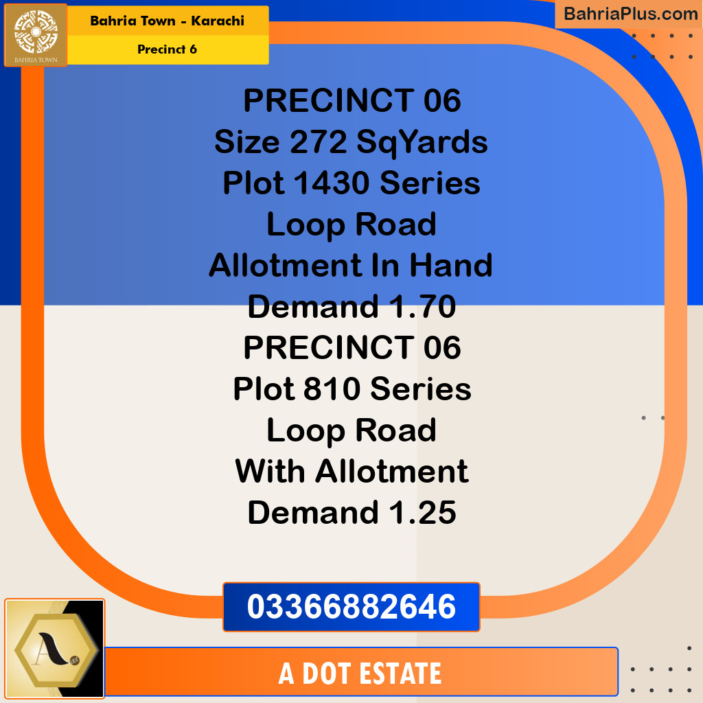 272 Sq. Yards Residential Plot for Sale in Precinct 6 -  Bahria Town, Karachi - (BP-207928)