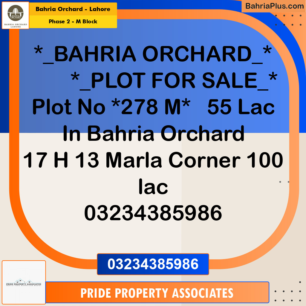 5 Marla Residential Plot for Sale in Phase 2 - M Block -  Bahria Orchard, Lahore - (BP-207961)