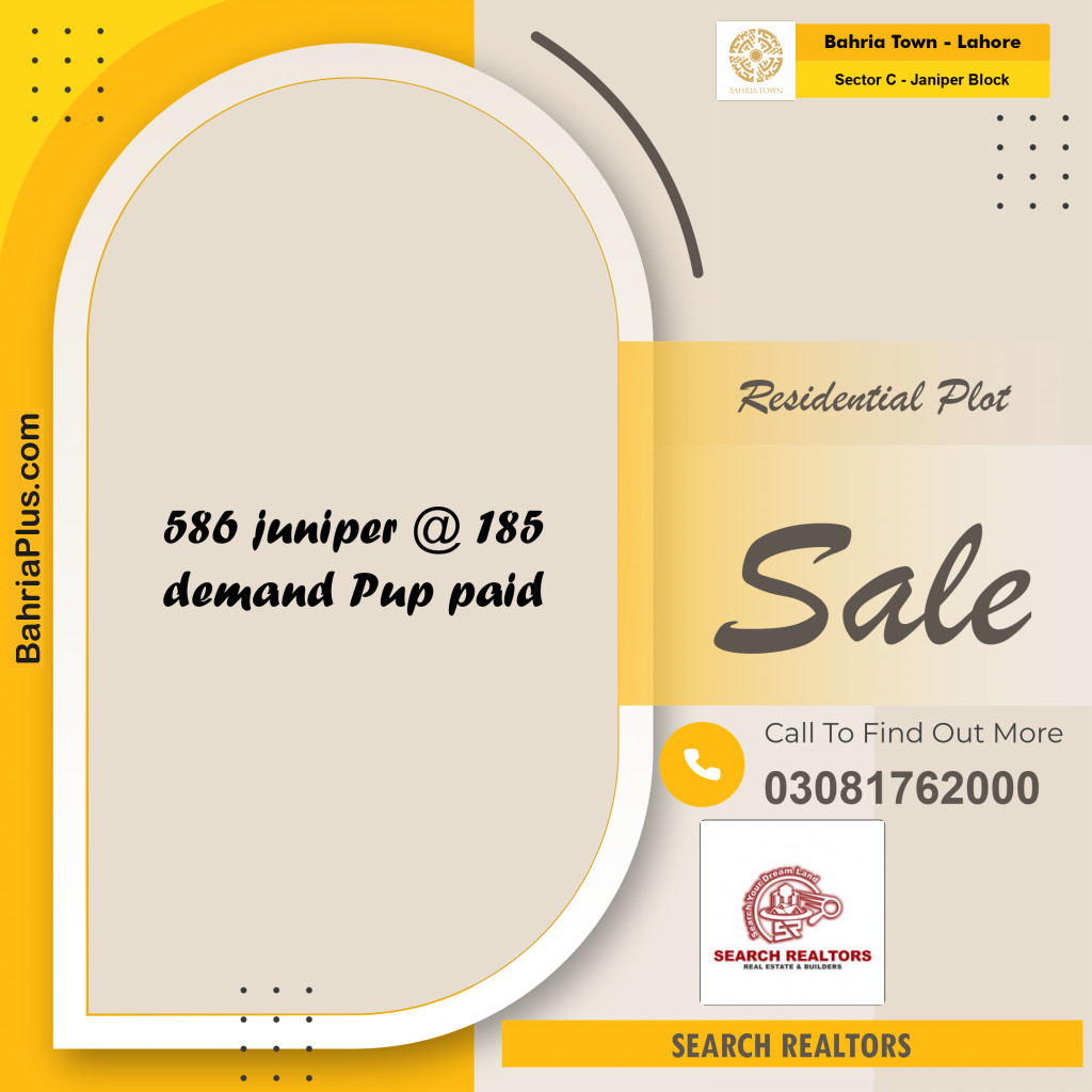 10 Marla Residential Plot for Sale in Sector C - Janiper Block -  Bahria Town, Lahore - (BP-207968)