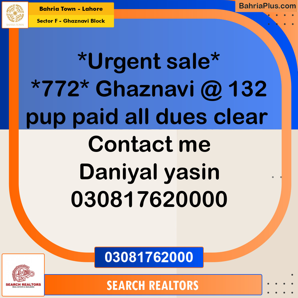 10 Marla Residential Plot for Sale in Sector F - Ghaznavi Block -  Bahria Town, Lahore - (BP-207970)
