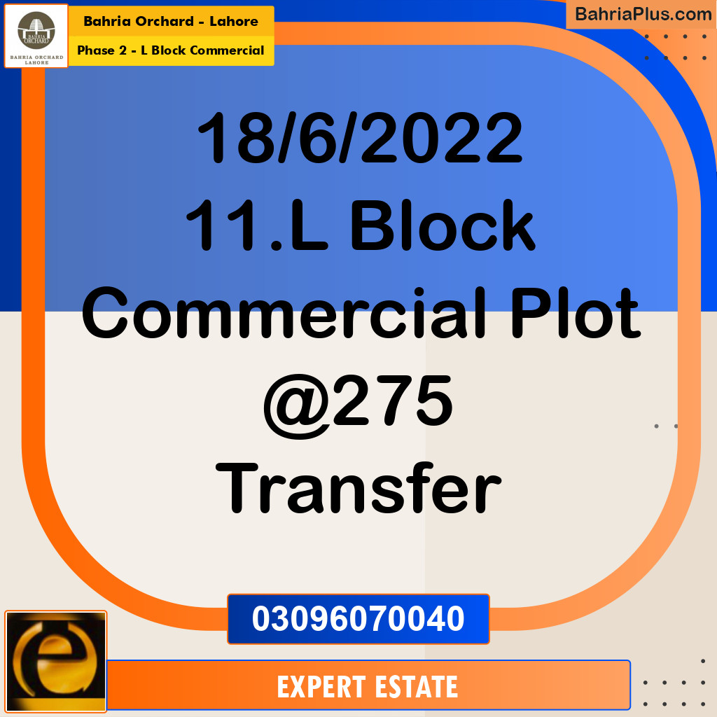 5 Marla Commercial Plot for Sale in Phase 2 - L Block Commercial -  Bahria Orchard, Lahore - (BP-207993)