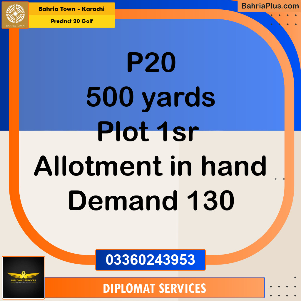 500 Sq. Yards Residential Plot for Sale in Precinct 20 Golf -  Bahria Town, Karachi - (BP-208003)