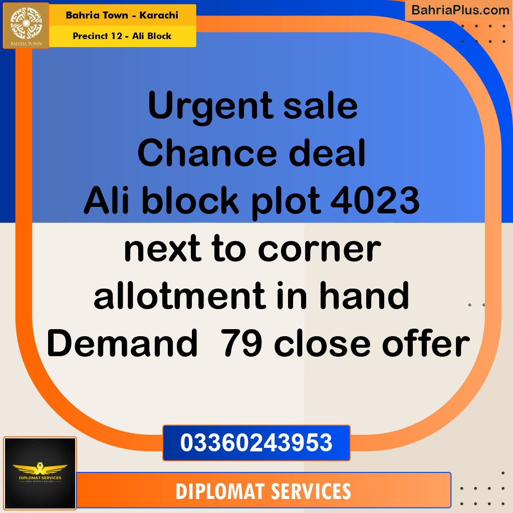 125 Sq. Yards Residential Plot for Sale in Precinct 12 - Ali Block -  Bahria Town, Karachi - (BP-208007)