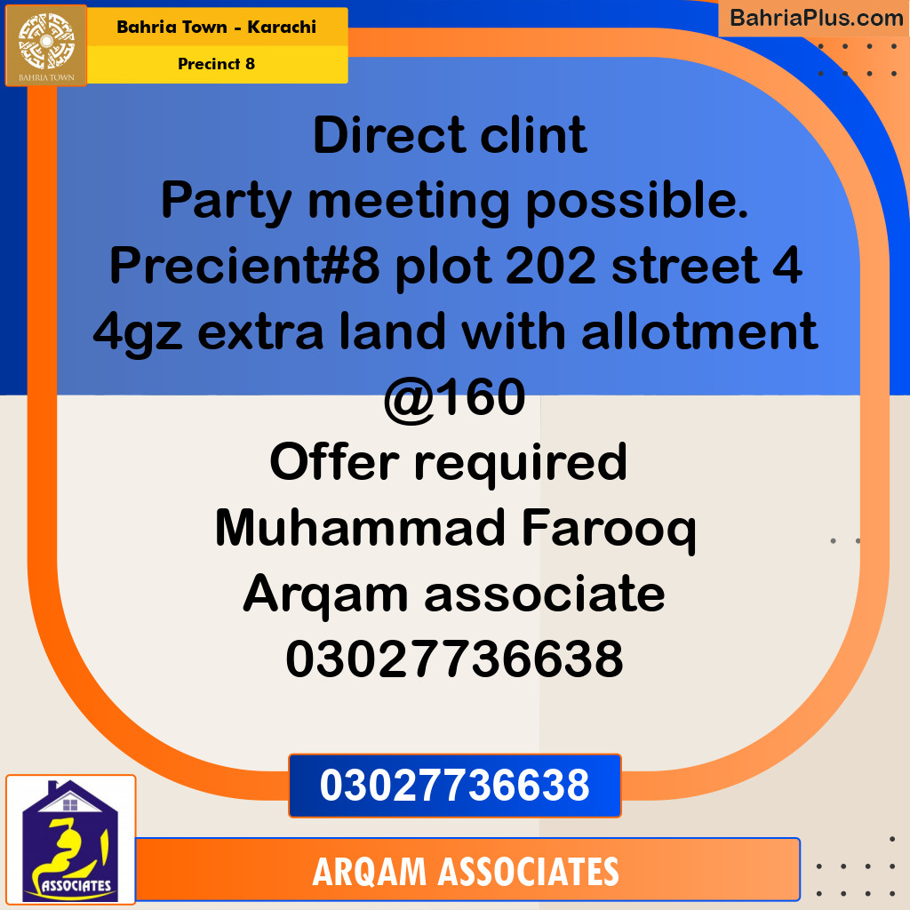 250 Sq. Yards Residential Plot for Sale in Precinct 8 - Bahria Town, Karachi - (BP-208015)