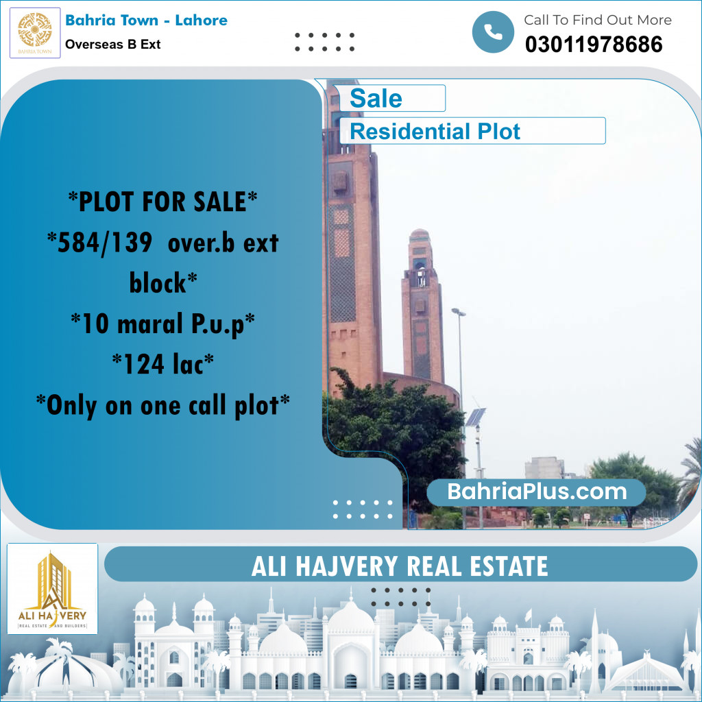 10 Marla Residential Plot for Sale in Overseas B Ext -  Bahria Town, Lahore - (BP-208028)