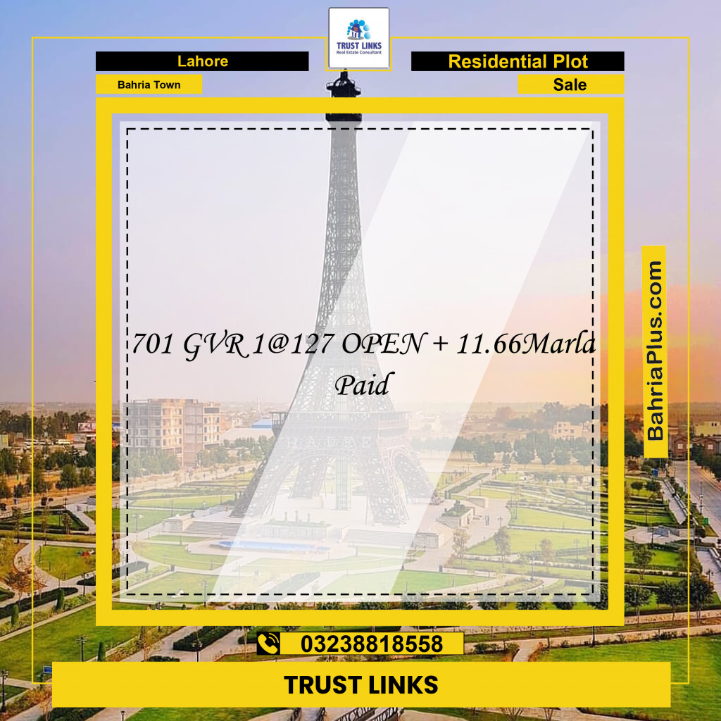 Residential Plot for Sale in Bahria Town, Lahore - (BP-208038)