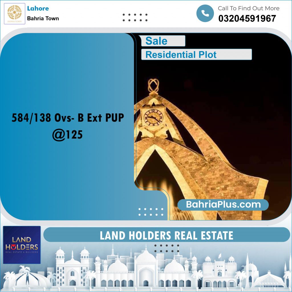Residential Plot for Sale in Bahria Town, Lahore - (BP-208043)