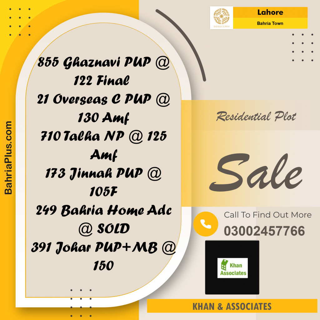 Residential Plot for Sale in Bahria Town, Lahore - (BP-208054)