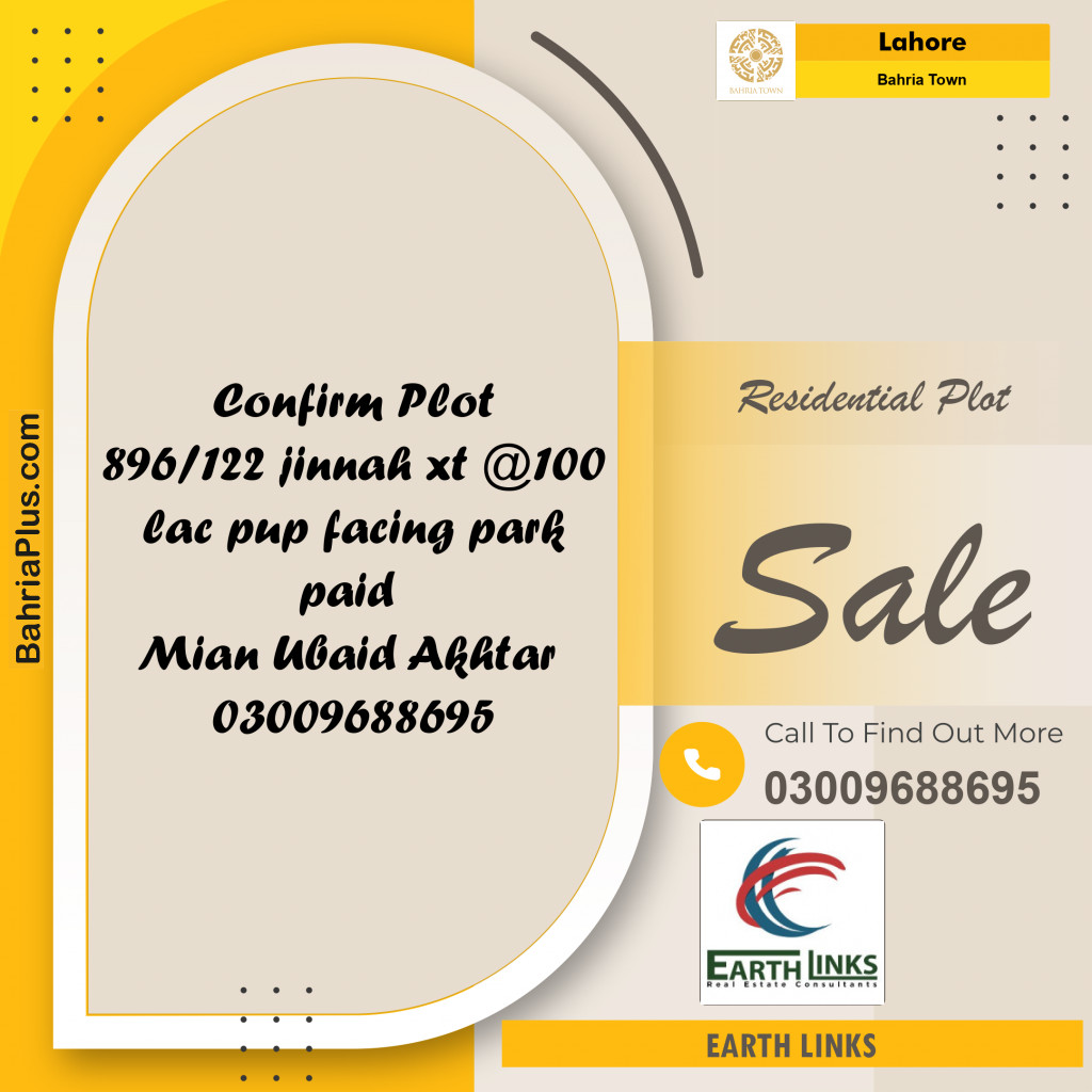 Residential Plot for Sale in Bahria Town, Lahore - (BP-208065)