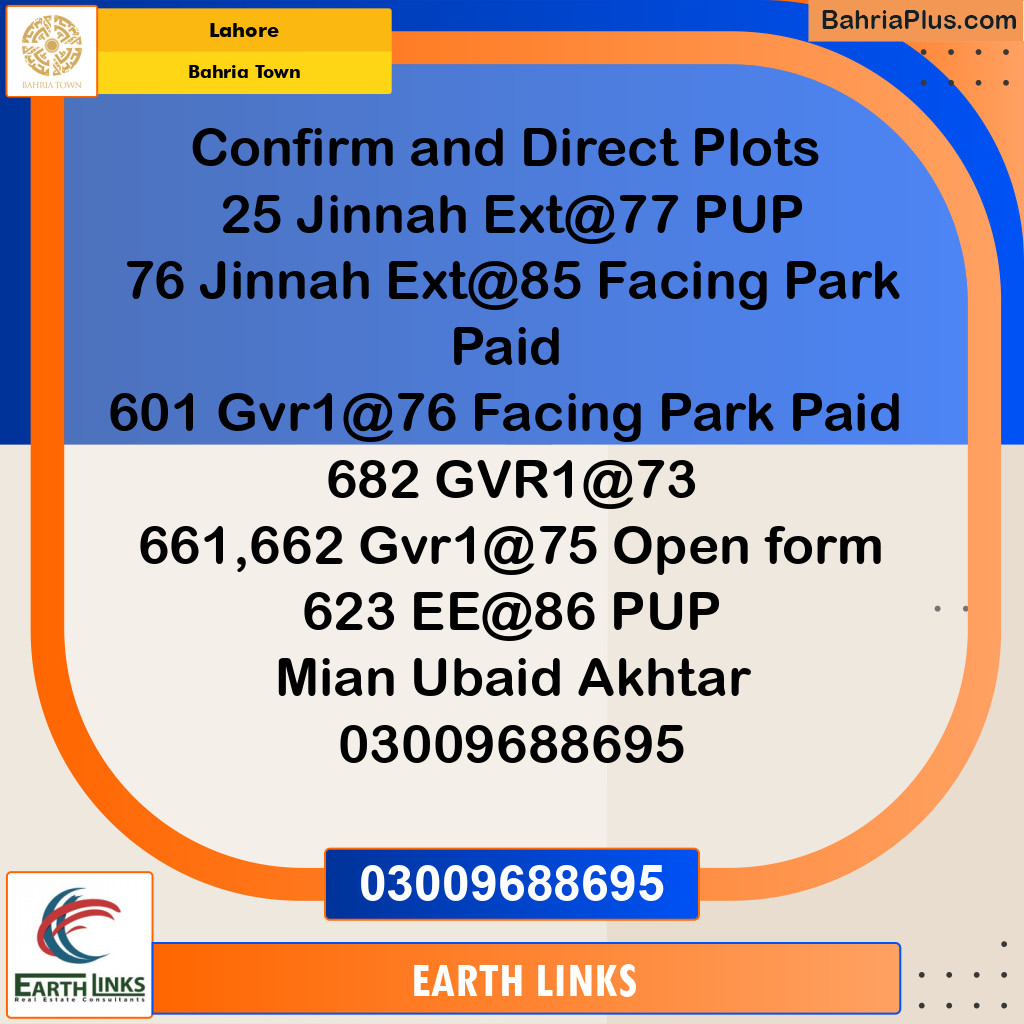 Residential Plot for Sale in Bahria Town, Lahore - (BP-208067)
