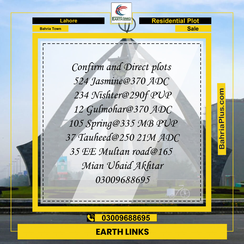 Residential Plot for Sale in Bahria Town, Lahore - (BP-208069)