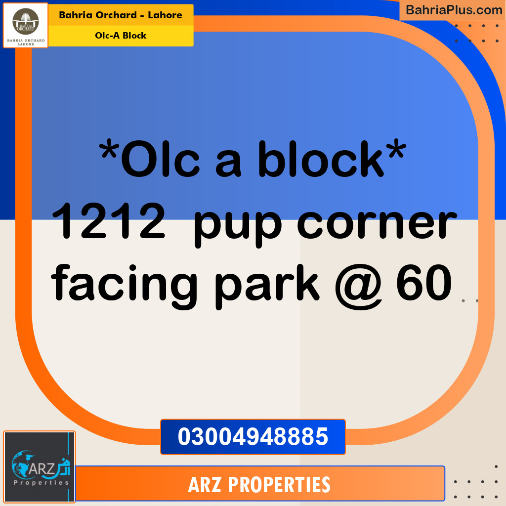 Residential Plot for Sale in OLC-A Block - Bahria Orchard, Lahore - (BP-208149)