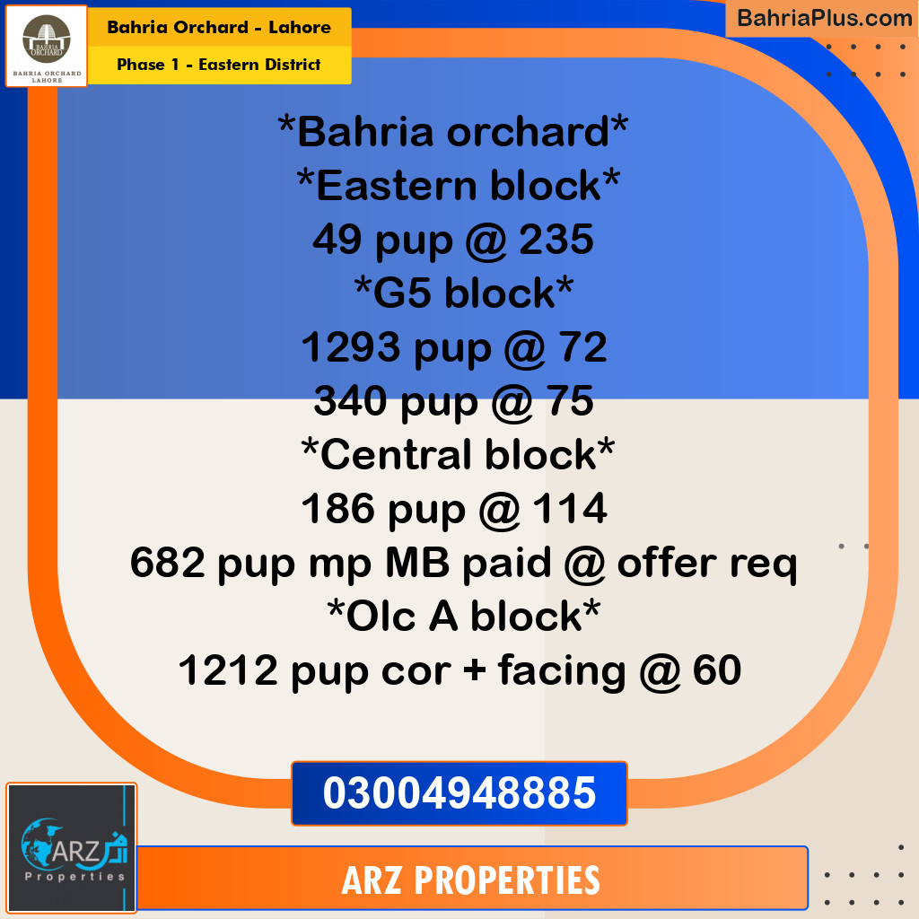 Residential Plot for Sale in Phase 1 - Eastern District -  Bahria Orchard, Lahore - (BP-208150)