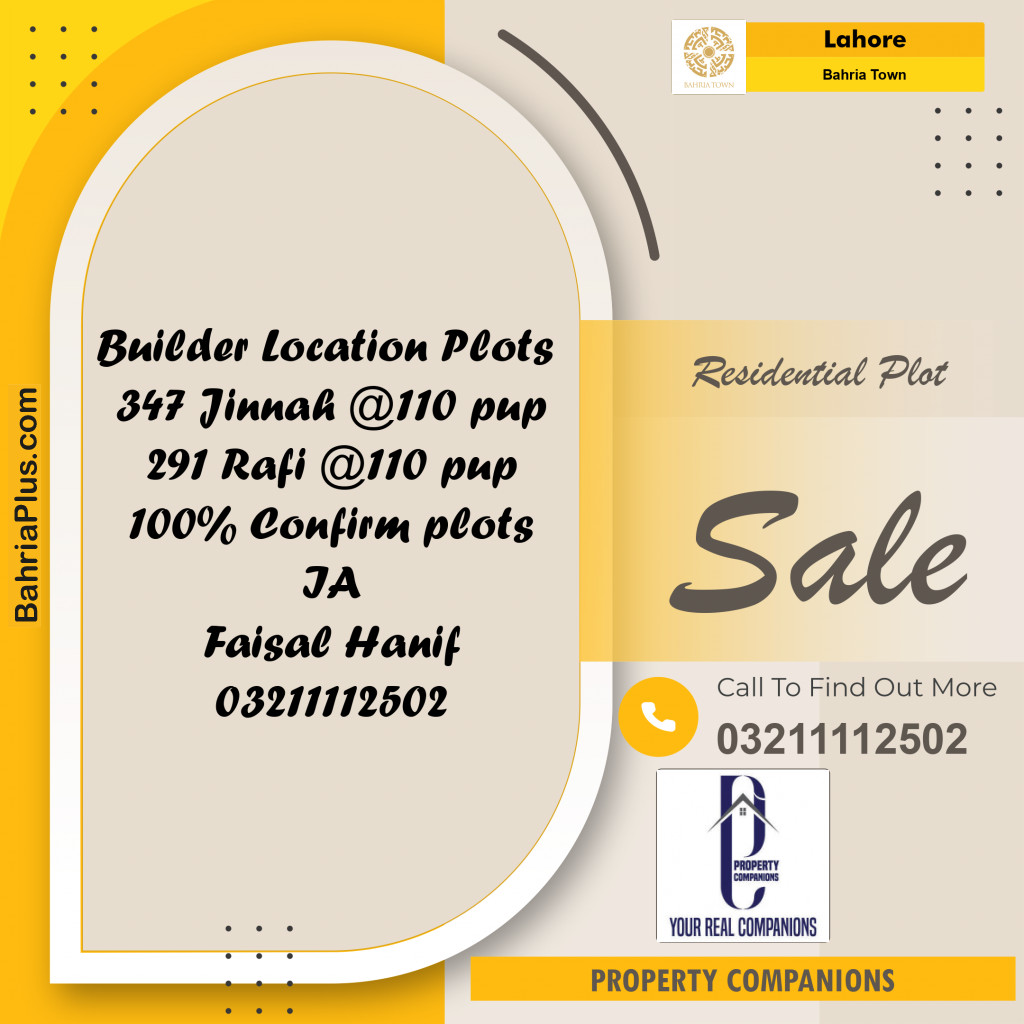 Residential Plot for Sale in Bahria Town, Lahore - (BP-208156)