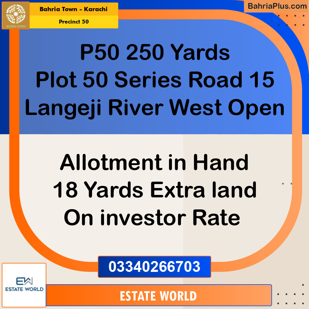 272 Sq. Yards Residential Plot for Sale in Precinct 50 -  Bahria Town, Karachi - (BP-208185)