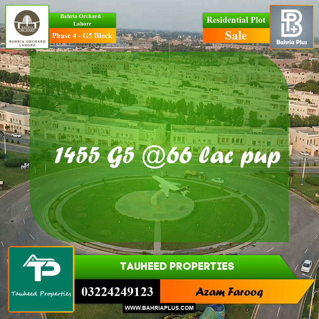 10 Marla Residential Plot for Sale in Phase 4 - G5 Block - Bahria Orchard, Lahore - (BP-208219)
