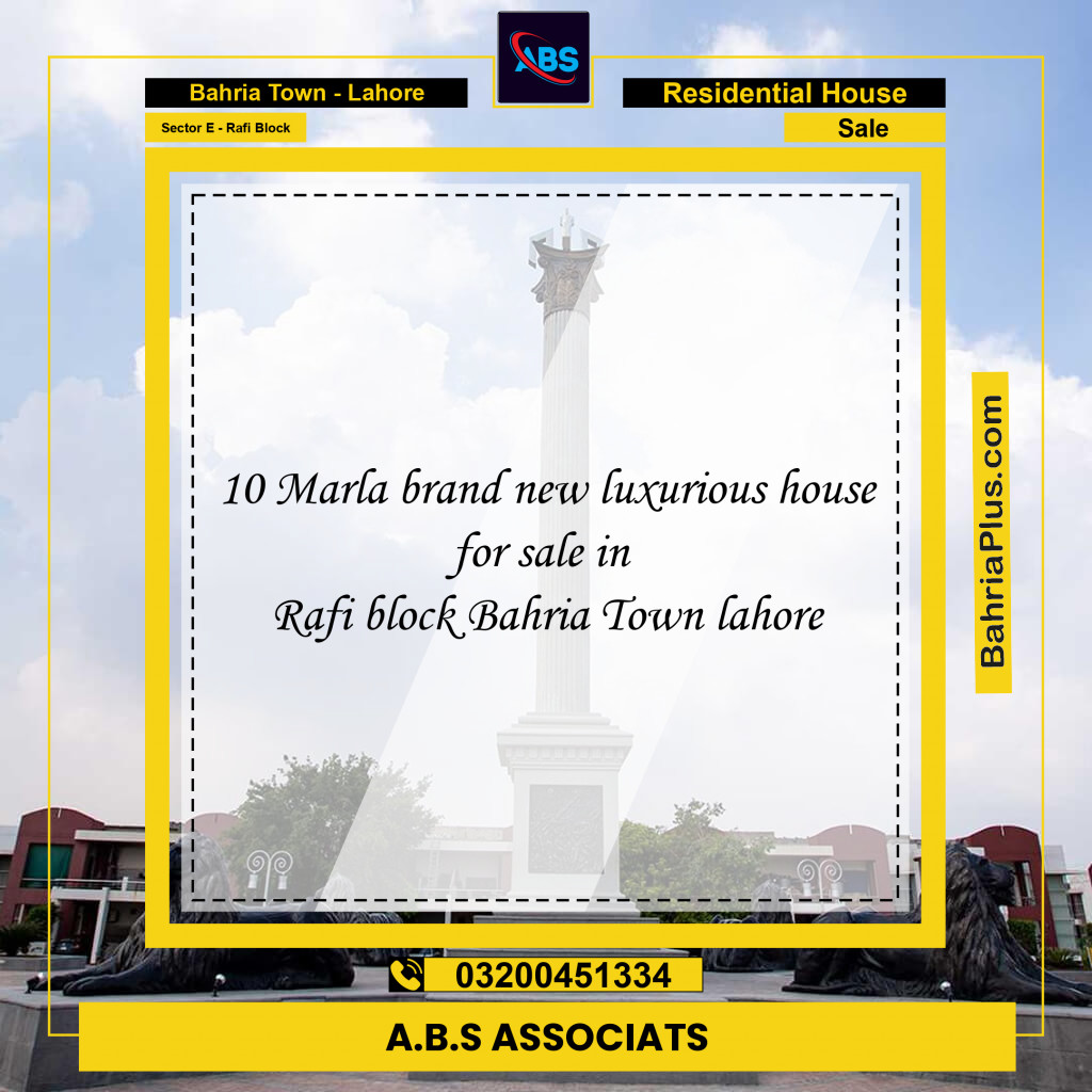 10 Marla Residential House for Sale in Sector E - Rafi Block - Bahria Town, Lahore - (BP-208254)