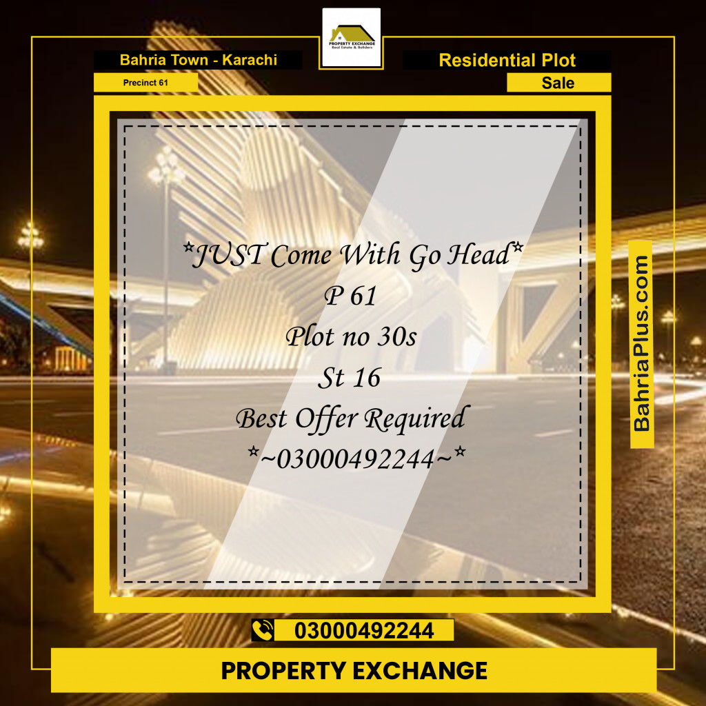 125 Sq. Yards Residential Plot for Sale in Precinct 61 -  Bahria Town, Karachi - (BP-208334)