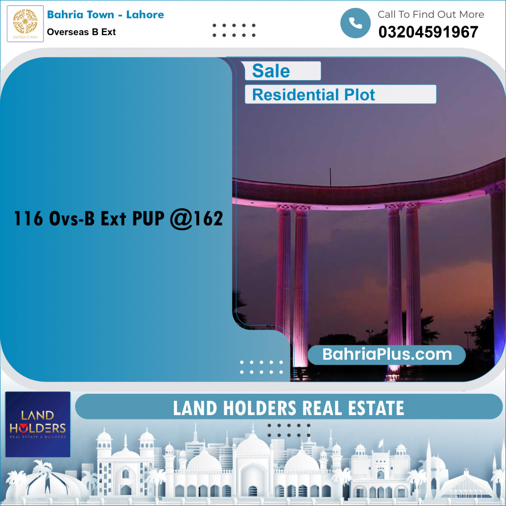 10 Marla Residential Plot for Sale in Overseas B Ext -  Bahria Town, Lahore - (BP-208338)