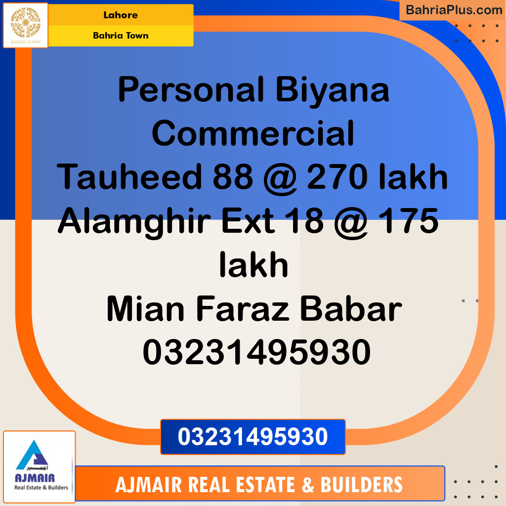 Commercial Plot for Sale in Bahria Town, Lahore - (BP-208388)